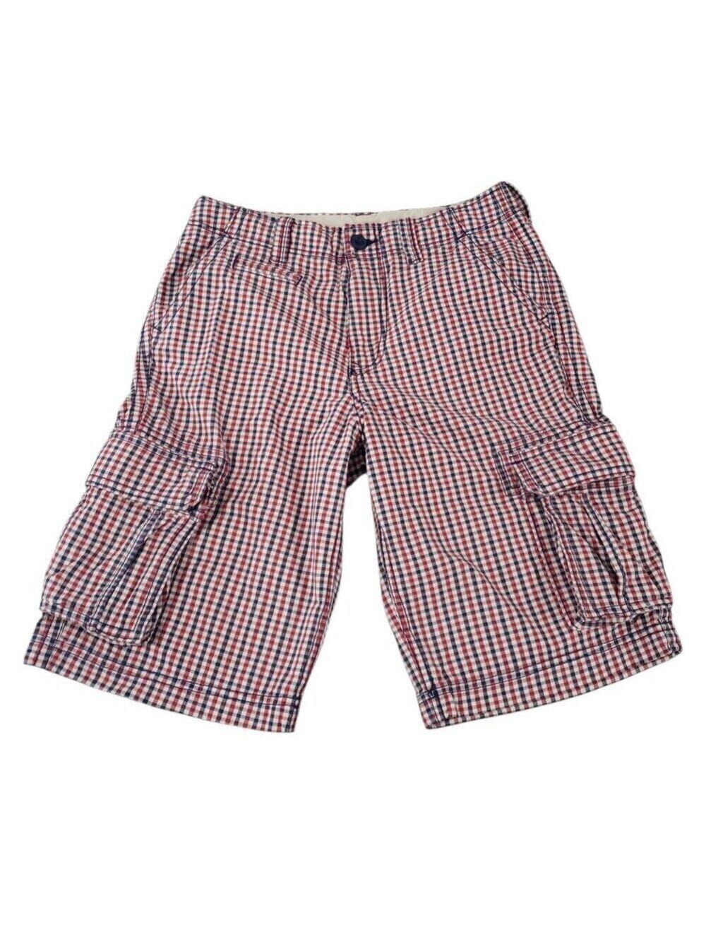 GAP Kids Boys Red & White Check Shorts w Concealed Adjustable Waist 14